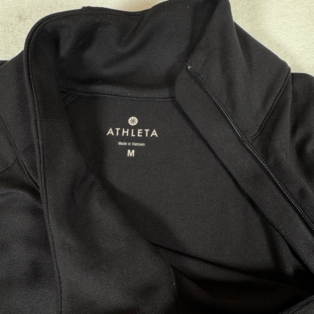 Athleta Superluxe Half Zip Medium Black Long Sleeve Athletic Top 347817 - Picture 6 of 9